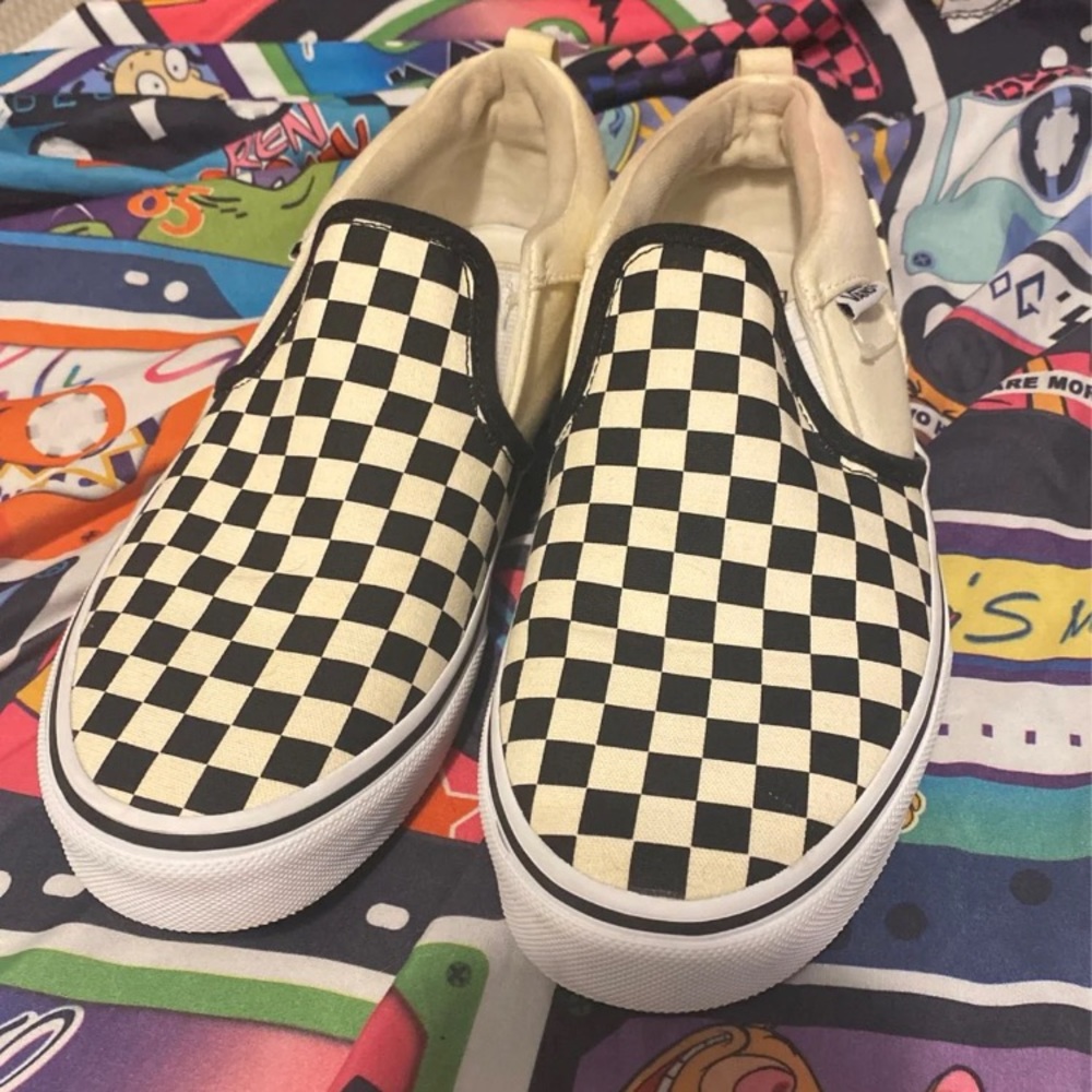 Custom Checkered Vans slip ons MESSAGE FOR CUSTOMS